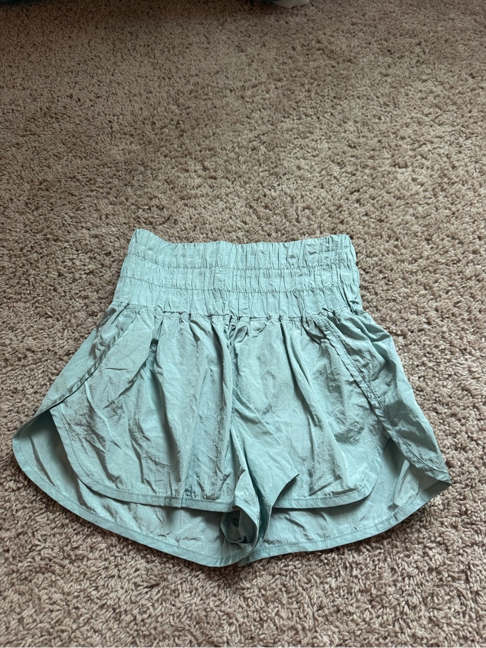 Free People The Way Home High-Waist Athletic Shorts in Aqua
